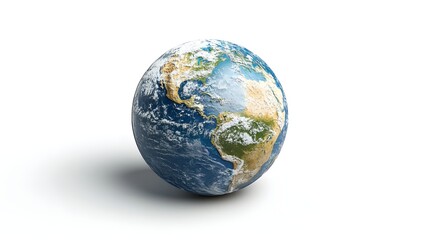 Earth globe, isolated, white background, detailed continents