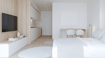 Modern minimalist studio apartment interior design