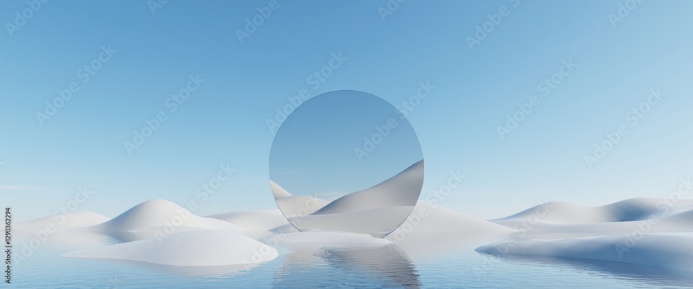 Poster 3d illustration of abstract minimal architecture background, geometric architectural with chrome or 