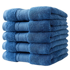 Bright blue cotton towels isolated on white background.PNG