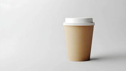 Beige coffee cup mockup,  plain background,  product display