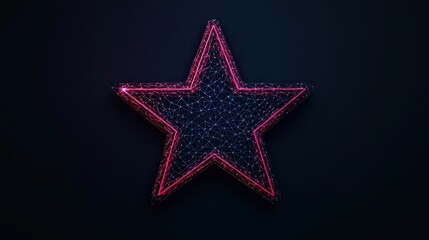 Obraz premium Futuristic Star Shape with Neon Lights and Network Connection on Dark Background