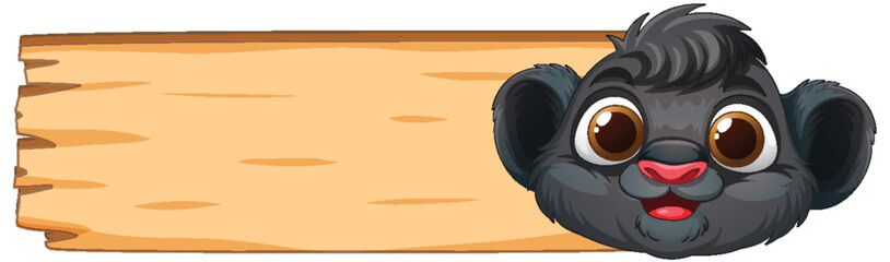 Cute Cartoon Animal with Wooden Sign