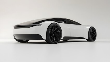 Fototapeta premium White electric sports car rear view studio shot