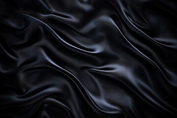 Obraz premium Luxurious Black Satin Fabric Texture: Elegant Draped Background for Fashion, Beauty, and Design Projects. Perfect for websites, brochures, invitations, and more. High-resolution image ideal for print 