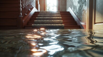 Flooded Basement: Water filling a basement, usually due to heavy rain or plumbing problems, making the space damp, musty, and uncomfortable to be in.
