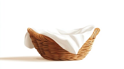 Fototapeta premium Empty Wicker Laundry Basket
