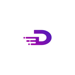 Moving D logo. Fast D logo. Letter D fast tech logo. Express D