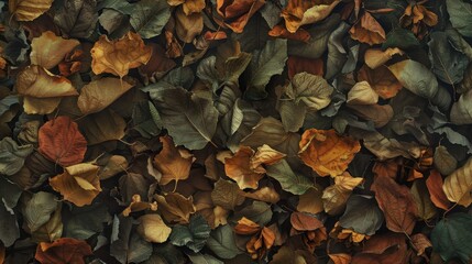 Dried Leaves: Fallen tree leaves, dry and brittle with textured, earthy tones, commonly used for crafts, decoration, or as part of natural home accents.