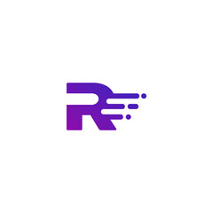 R logo moving. R speed. Fast R letter logo