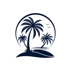 palm tree silhouette logo vector line art logo design
