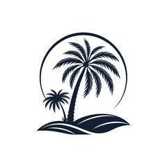 palm tree silhouette logo vector line art logo design

