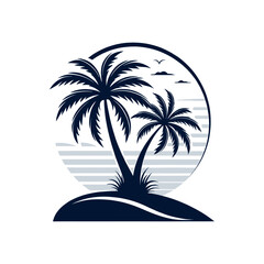 palm tree silhouette logo vector line art logo design
