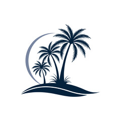 palm tree silhouette logo vector line art logo design

