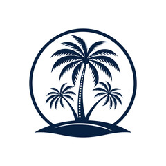 palm tree silhouette logo vector line art logo design
