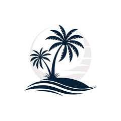 palm tree silhouette logo vector line art logo design
