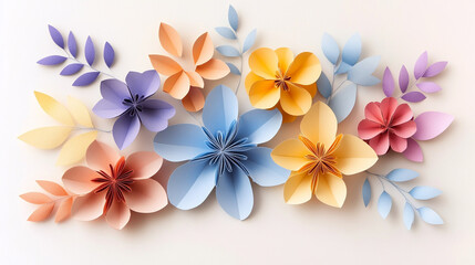 Obraz premium Beautiful Handmade Paper Flowers in Pastel Colors