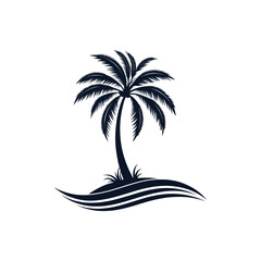 palm tree silhouette logo vector line art logo design
