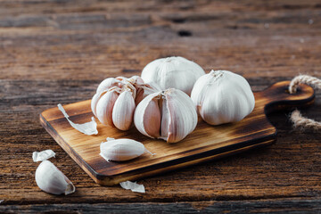 garlic on wooden background