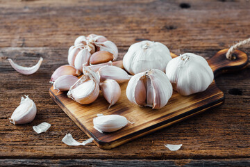 garlic on wooden background