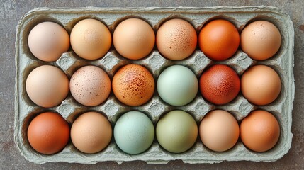 Assorted Eggs in a Carton A Visual of Natural Simplicity
