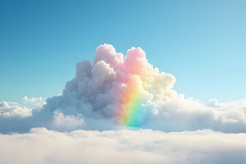 Illustration - Rainbow Cloudscape Dreamy Fantasy Sky Background