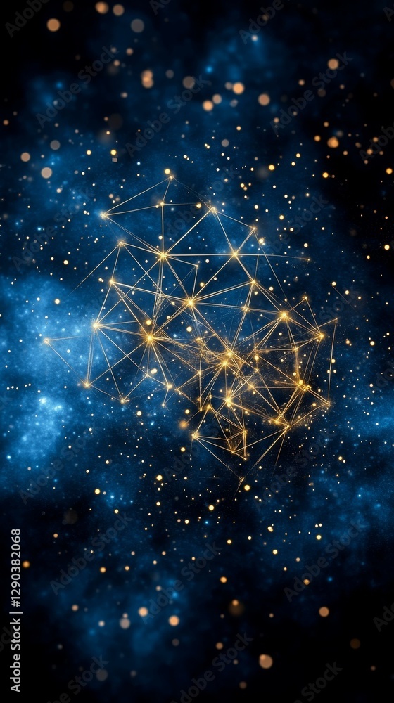 Poster abstract network connecting stars in the universe