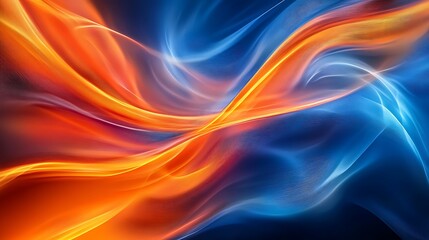 Fototapeta premium Abstract art with swirling orange and blue light.