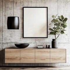 Modern Minimalist Living Room Mockup with Empty Frame