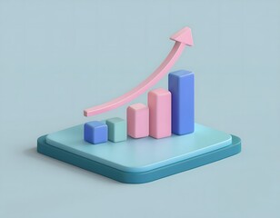 Financial inclusion, economy and technology : 3D icon of AI-driven stock market analysis, real-time data visualization.