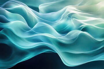Obraz premium Abstract teal waves, flowing and elegant, creating a serene and calming visual.