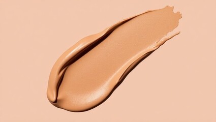 Fototapeta premium Cream bronzer. Smooth beige liquid foundation smear with creamy texture, makeup cosmetic product application, beauty skincare concept, neutral background for advertising and social media use, natural
