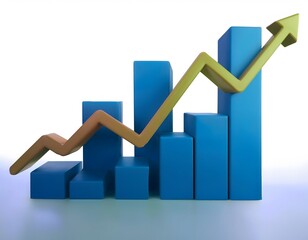 Fototapeta premium Financial inclusion, economy and technology : 3D icon of AI-driven stock market analysis, real-time data visualization.