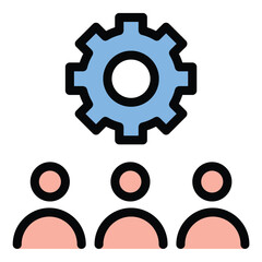 Employee Icon Workforce and Team Member in Flat Line Color Style.