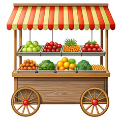 Fruit & Veggie Cart: Farmer's Market Stand Illustration isolated on transparent background