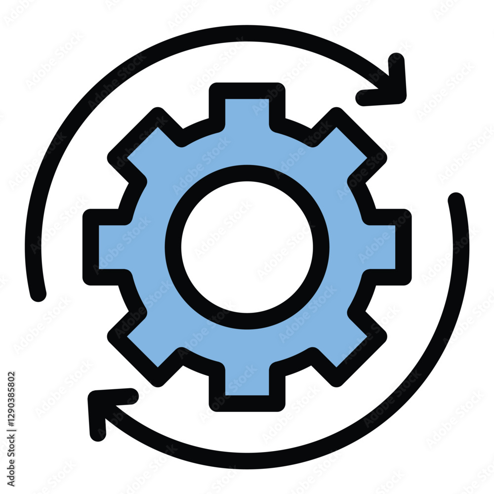Aufkleber development icon growth and progress in flat line color style.