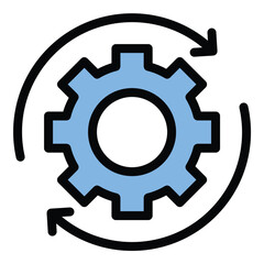 Development Icon Growth and Progress in Flat Line Color Style.