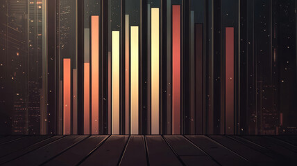 Modern Urban Bar Graph in Dimly Lit Room Reflecting Data Visualization Trends
