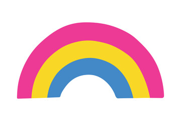 Colorful rainbow shape Pansexual pride flag Happy pride day LGBTQ community Pride Month Vector hand drawn doodle for posters, stickers, logo, cards