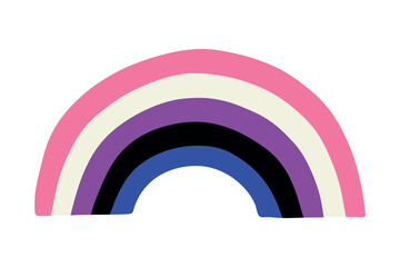Fototapeta premium Colorful rainbow shape Gender fluid pride flag Happy pride day LGBTQ community Pride Month Vector hand drawn doodle for posters, stickers, logo, cards