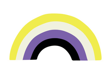 Fototapeta premium Colorful rainbow shape Non-binary pride flag Happy pride day LGBTQ community Pride Month Vector hand drawn doodle for posters, stickers, logo, cards
