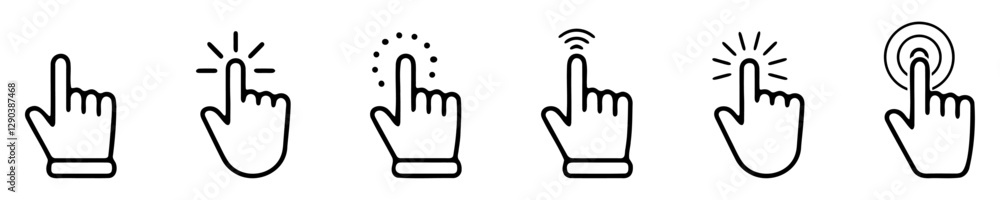 Poster hand pointer icons. pointer click. cursor icon. clicking finger. computer mouse click. vector illust
