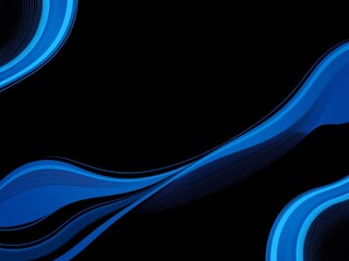 A vibrant blue wave with a sleek black line running through the center, art, striking