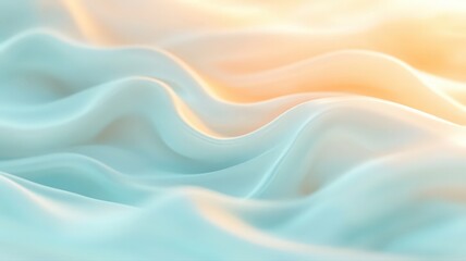 Obraz premium Soft Pastel Fabric Drape Blue and Peach Textured Waves