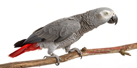 Obraz premium african congo grey parrot isolated on white background