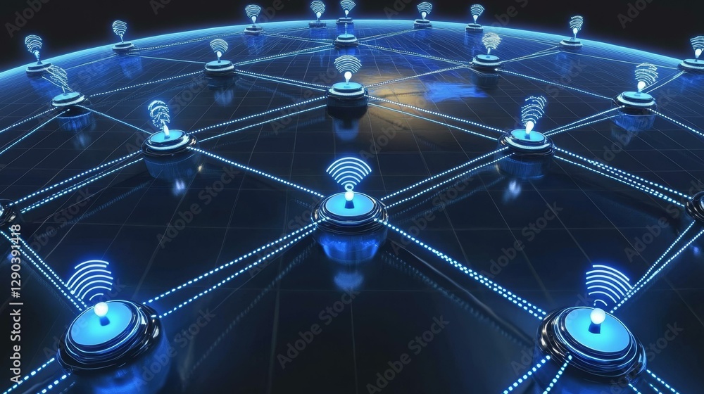 Poster global wireless network connection illustrative image