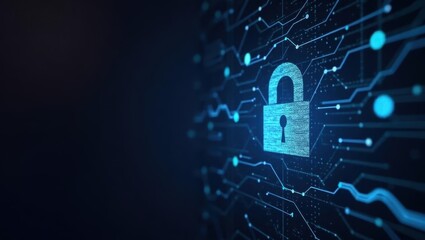 Post Quantum Cryptography. Image shows lock on circuit board with blue background