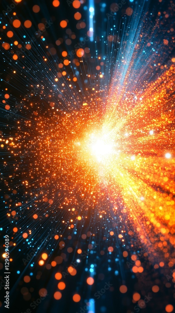 Poster abstract exploding particles digital art background