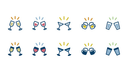 乾杯イメージのアイコンイラストセット