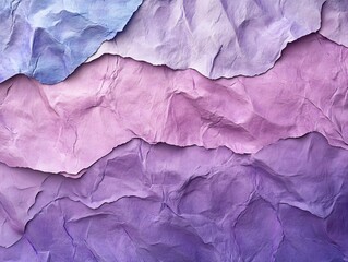 Obraz premium Crumpled Pastel Pink and Purple Abstract Textured Paper Background Surface